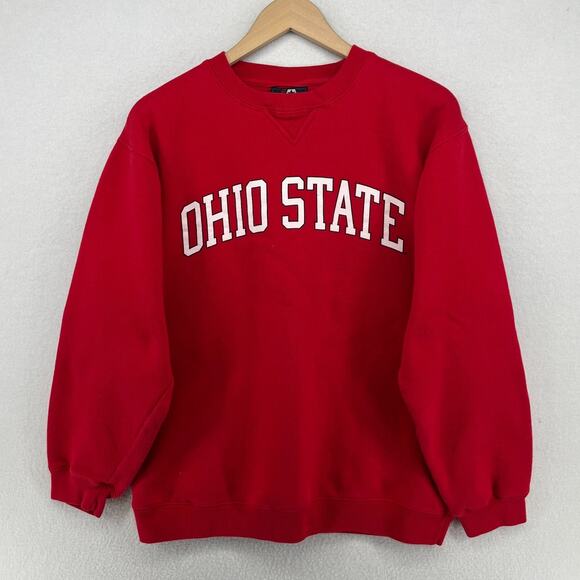 OHIO STATE Sweatshirt Adult M Buckeyes OSU University Columbus OH Fleece Red - Picture 1 of 13